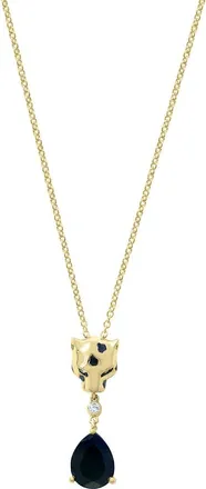 Effy 4K Yellow Gold Diamond, Tsavorite & Onyx Panther Pendant in 14K Gold at Nordstrom