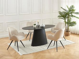 Vente-Unique Sedia girevole con braccioli in Tessuto e Metallo Nero Beige - Lotto di 2 - GULSUN della Maison Céphy