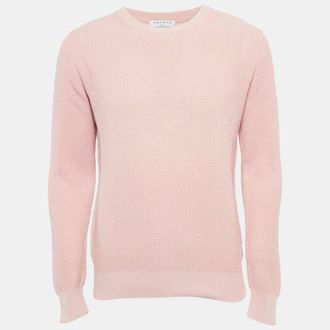 Sandro Pink Cotton Knit Crew Neck Jumper M