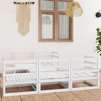 Berkfield Home 6 Piece Garden Lounge Set White Solid Wood Pine