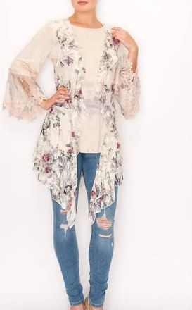 Origami Jewellery All Lace Vest With Ruffles In Cream