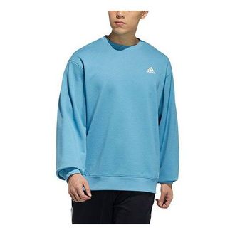 adidas Logo Sweat Solid Color Sports Round Neck Pullover Couple Style Blue H37069