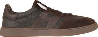 Hogan Dark Brown Micro-Textured Suede Cool Sneakers