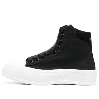 Alexander McQueen (WMNS) Alexander McQueen High-Top Deck Skate Plimsoll Shoes Black White 697123W4MV71070