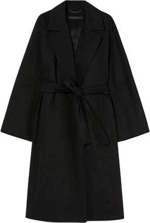 Marina Rinaldi Stijlvolle lentejas met waterafstotende stof - Dames - Jas met riem - Zwart - 2XL - Katoen - Jassen
