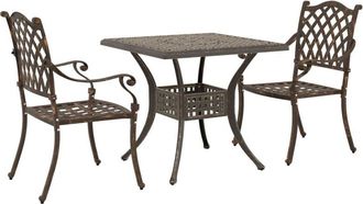 vidaXL Garden Table Set 3 pcs Bronze Cast Aluminium vidaXL