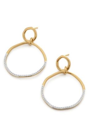 Monica Vinader Riva Pavé Diamond Frontal Drop Earrings in 18Ct Gold Vermeil On Sterling at Nordstrom