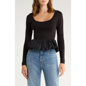 Rails Tillie Bubble Hem Rib Top in Black at Nordstrom Rack, Size Xx-Large