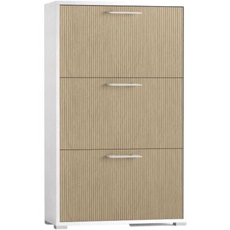 Dmora Scarpiera Dodecatheon, Mobile Portascarpe Cassetti, un Ripiano Made in Italy, 28.00x67.00x112.00h cm Bianco Cannettato