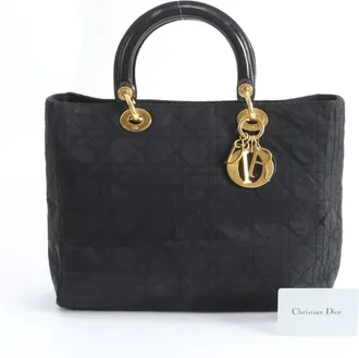 Dior Black Leather Nylon Handbag Tote Bag (Pre-Owned)