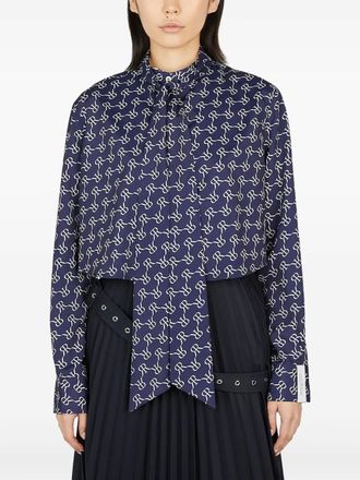 Rokh Blouse met monogram-print - Blauw