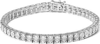 House of Brilliance Silver 1/10 Cttw Diamond 7.25 Link Bracelet in White at Nordstrom