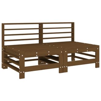 Berkfield Home Garden Middle Sofas 2 pcs Honey Brown Solid Wood Pine
