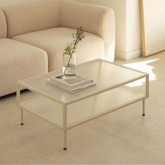 Sklum Sklum - Mesa De Centro Rectangular En Acero Y Cristal Paoline