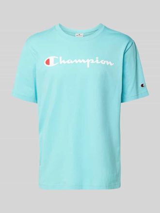 Champion T-Shirt mit Label-Print in Aqua, Gr&ouml;&szlig;e XS