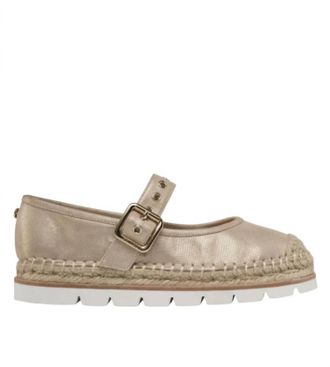 J/Slides Womens Beatrice Leather Shoes In Gold