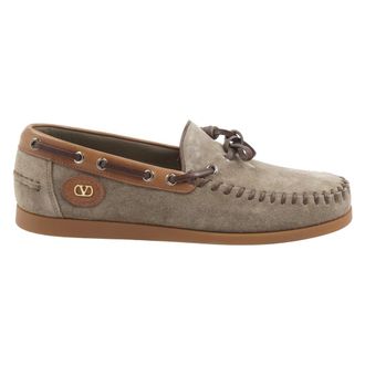 Valentino Palm Avenue Leather Boat Shoes - male - Valentino - Boat Shoes - Gray - 6 UK - Shoes