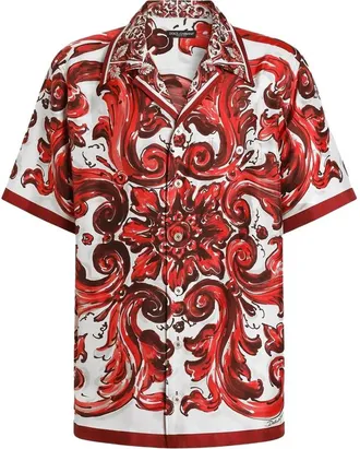 Dolce & Gabbana Majolica-print Silk Twill Hawaii Shirt