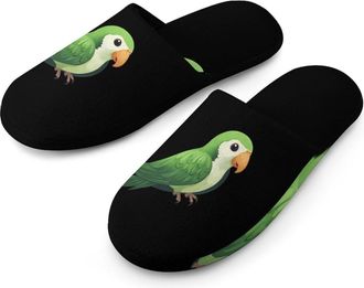 Generic Parrot Bird Mens Cozy House Slippers Winter Warm Shoes with Anti-Slip Sole for Travel Indoor Outdoor