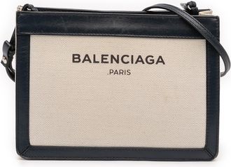 Balenciaga Tweedelige Canvas Marineblauwe Pochette Schoudertas