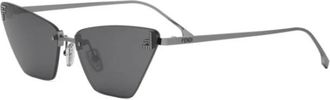 Fendi Kristal Zilveren Cat Eye Zonnebril - unisex - Zonnebrillen - Grijs - 57 MM - Accessoires