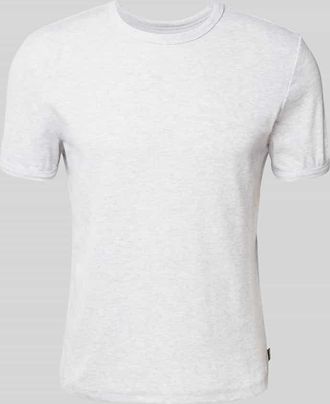 Review T-Shirt mit geripptem Rundhalsausschnitt in Hellgrau Melange, Größe XXL