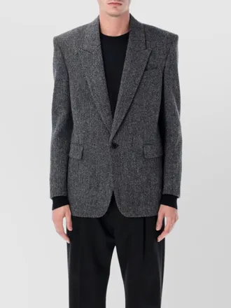 Saint Laurent wool chevron oversized single breasted jacket