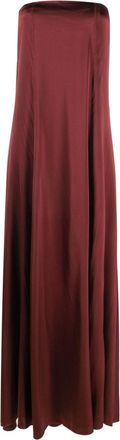 Forte_Forte satin-finish maxi dress - women - Spandex/Elastane/Silk - I - Brown