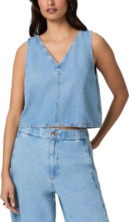 Paige Zola Back Tie Crop Denim Top in Revolution at Nordstrom, Size Xx-Small