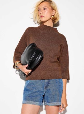 Icone Womens 3/4-sleeve mock-neck sweater