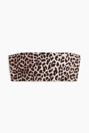 H&M Wattiertes Bandeau-Bikinitop - Hellbeige/Leopardenprint