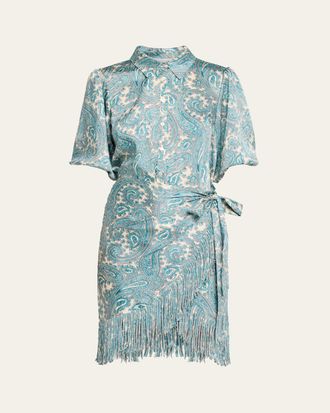 Cinq &agrave; Sept Hendrix Paisley Mini Shirtdress