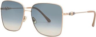 Jimmy Choo London Sunglasses Rectangle Full Rim, Black Gold Frame And Grey Gradient Lens Hester/s02M29O