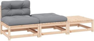 vidaXL Juego De Muebles De Jard&iacute;n 3 Pzas Y Cojines Madera Pino Maciza Vidaxl