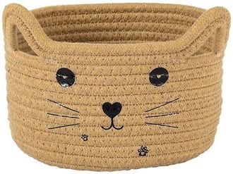 OEM Cesta De Almacenamiento Con Orejas De Gato, Decoraci&oacute;n Y Pascua, Bonita Cesta Cuerda Algod&oacute;n Juguetes Gatos Perros (12 X 21 Cm, Color Caqui)