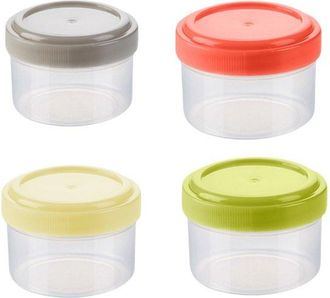 No Brand Juego De Mini Recipientes Para Alimentos, Incluye 4 Recipientes Peque&ntilde;os Con Tapa, Ideales Para Yogur, Salsas, Etc. -4 (multicolor, 3,5 Cm)