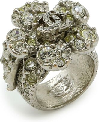 Chanel Metal Rhinestone Band Ring (Pre-Owned)