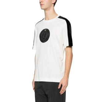 Emporio Armani T-shirt met Tape en Logo Patch - Heren - T-shirts - Wit - M - Katoen - Tops