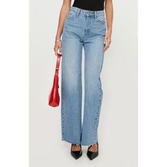 Princess Polly Henesey High Waist Straight Leg Jeans in Blue at Nordstrom, Size 10