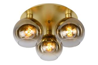 Lucide MARIUS Dimmable Stylish Retro Indoor LED Flush Ceiling Light 3xE27 in Gold