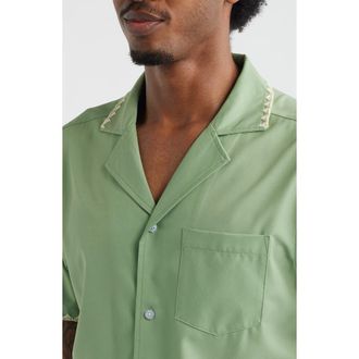 MAVRANS Hotel Stitch Weekend Camp Shirt in Light Green at Nordstrom, Size Xx-Large