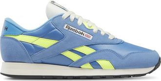 Reebok Mens Classic Nylon - Running Shoes Solar Acid Yellow/Essential Blue/Vintage Chalk Size 10.0