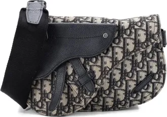 Dior Borsa a tracolla Saddle Messenger Pouch in tela con motivo Oblique - Blu