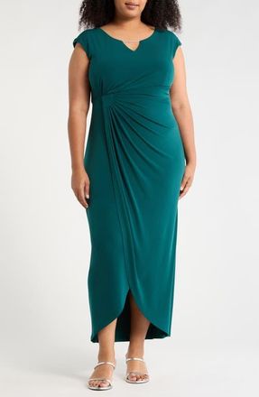 Connected Cap Sleeve Maxi Dress in Deep Spruce at Nordstrom, Size 24W