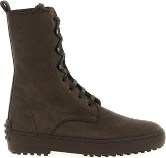 Tod's Winter Gommino Enkellaarsjes - Dames - Veterlaarzen - Bruin - 37 1/2 EU - Leer - Schoenen