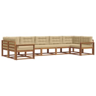 vidaXL Conjunto De Sof&aacute;s De Exterior Con Coj&iacute;n 7 Pcs Natural Y Beige Vidaxl