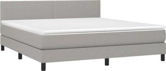 vidaXL Vidaxl - Cama Box Spring Con Colch&oacute;n Tela Y Led Gris Claro 160x200 Cm
