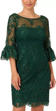 Adrianna Papell Dress Womens Sequin Bell Sleeve Sheath Cocktail DDR208