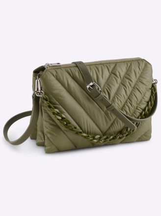 Heine Handtasche HEINE, Damen, Gr. B/H/T: 32cm x 22cm x 5cm, gr&uuml;n (khaki), Metall, Viskosemischung, unifarben, Taschen Handtasche