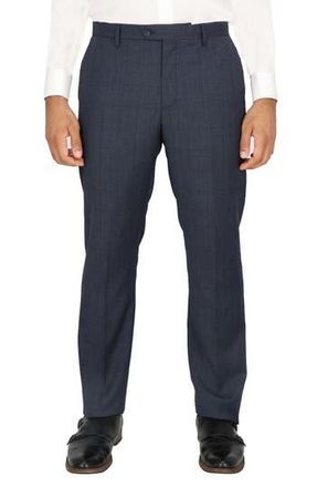 Scotch & Soda Navy Windowpane Check Flat Front Stretch Wool Dress Pants at Nordstrom Rack, Size 36 X R